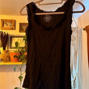 Faded Glory Black Lace Trim Tank Top